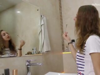 Babe Margaret Robbie in the Bathroom on Defloration Channel